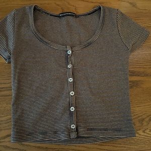 Brandy Melville striped crop tee with buttons